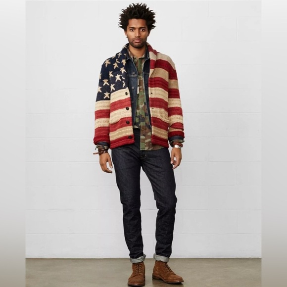 RARE Ralph Lauren Denim & Supply Polo Cardigan Jacket American Flag Size XS - Picture 1 of 10